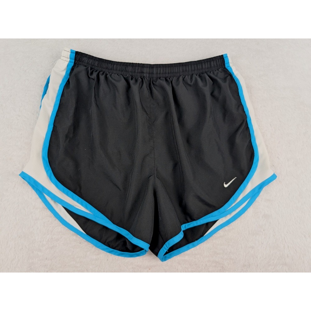Nike Dri-Fit Shorts Womens M (8-10) x3" Black/Blue Lined Running Workout Fitness